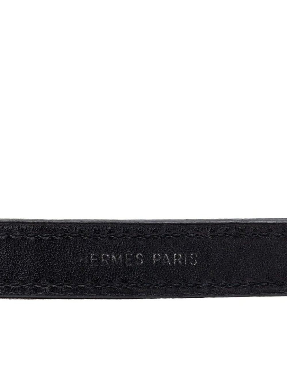 ★SOLD★ Hermes Series Looping Bracelet Black Orange Silver Leather Metal - Picture 5 of 7